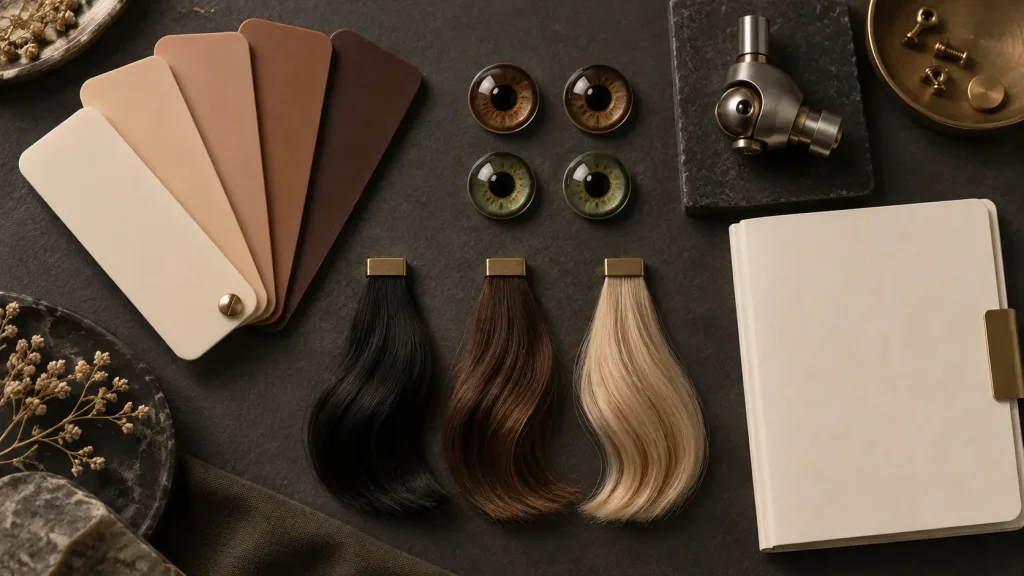 Color, eye and hair samples with a configuration folder